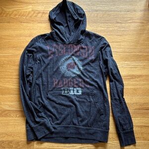 Wisconsin Badgers B1G hooded long sleeved t shirt. Womens size small. Blue 84